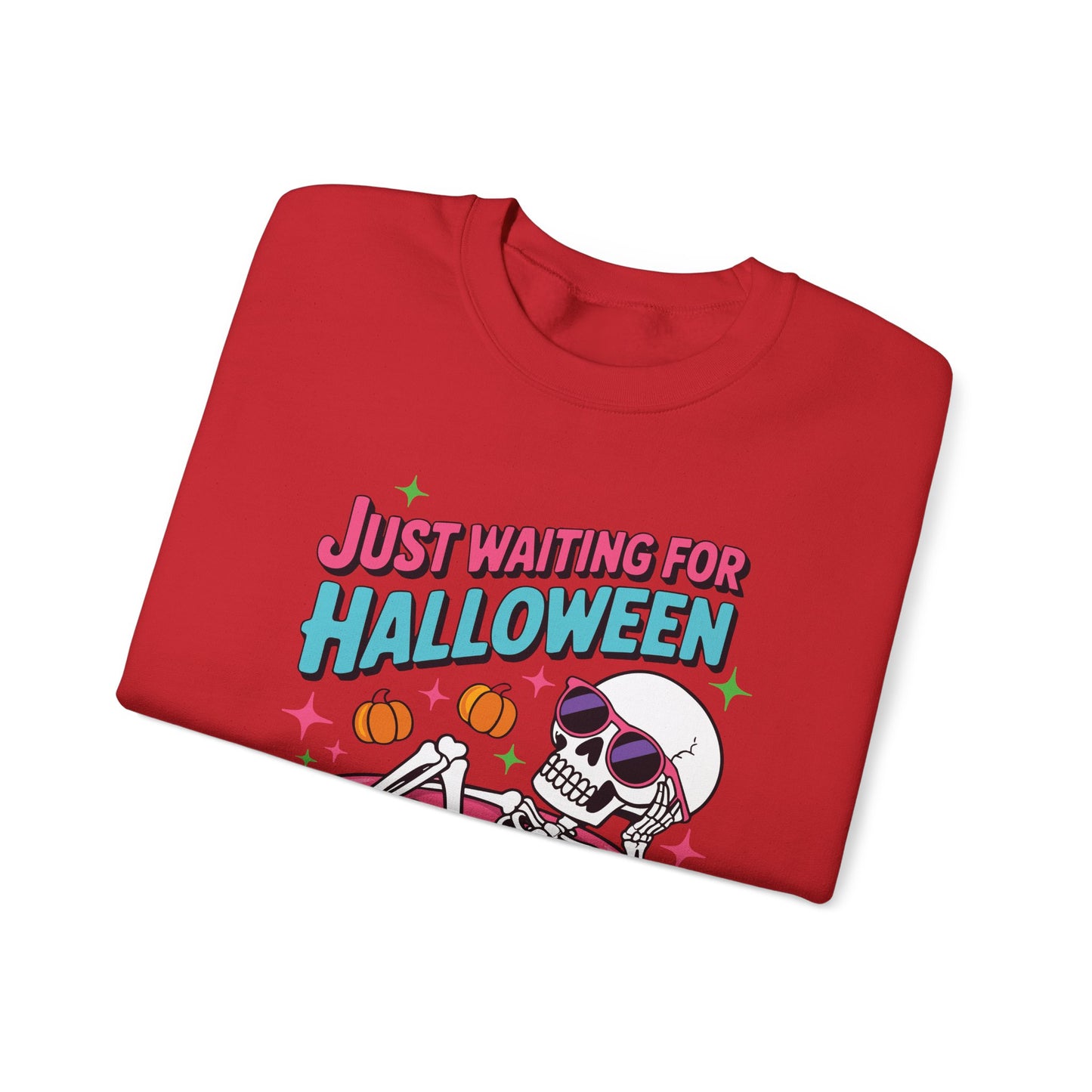 Just Waiting For Halloween Skeleton Donut Summerween Vibes Sweatshirt