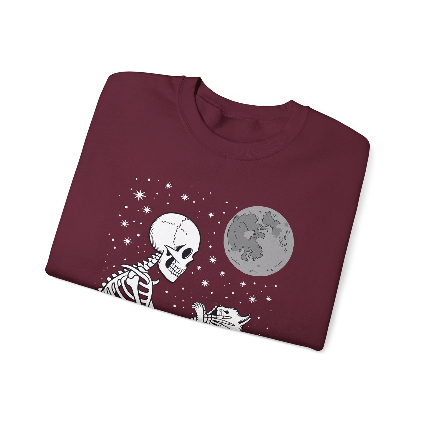 Skeleton Cat Skull Kitty Cute Goth Halloween Men Women Sweatshirt