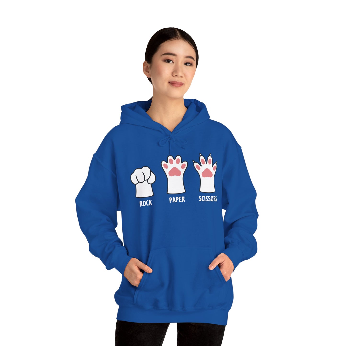 Funny Introvert Cat Animal Rescue Rock Paper Scissors Cute Paw Cat Hoodie