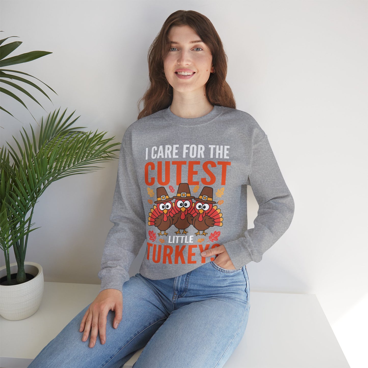 Care For Little Turkeys Nurse Fall Thanksgiving Scrub Top Sweatshirt