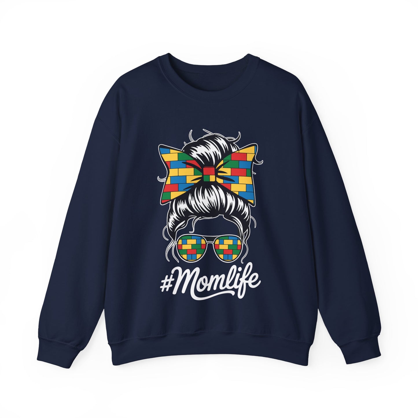 Building Block Messy Bun Mom Life Master Builder Mothers Day Sweatshirt
