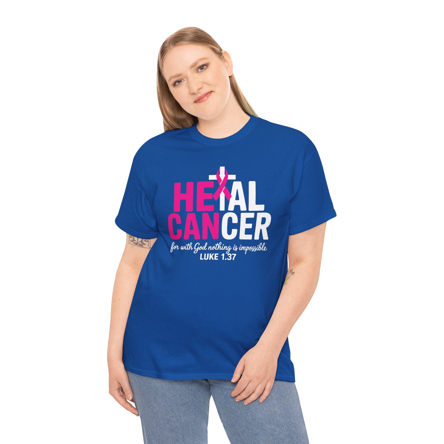 Heal Cancer Believe God Christian Breast Cancer Awareness T-Shirt