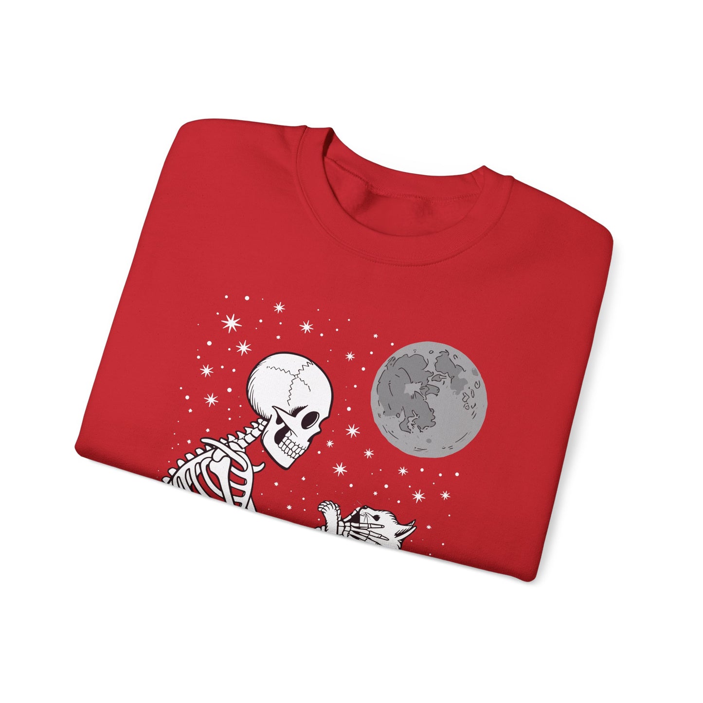 Skeleton Cat Skull Kitty Cute Goth Halloween Men Women Sweatshirt