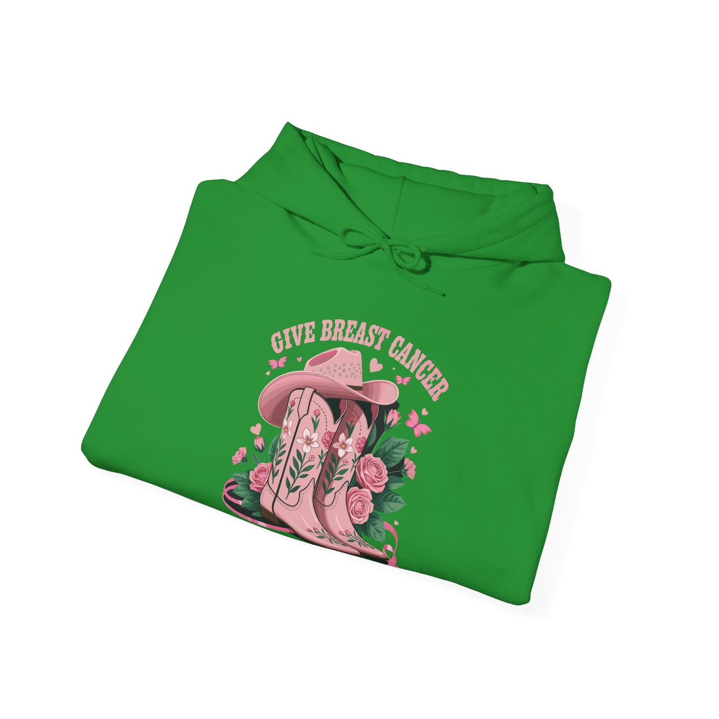 Give Breast Cancer The Boot Cowgirl Cancer Awareness Ribbon Hoodie