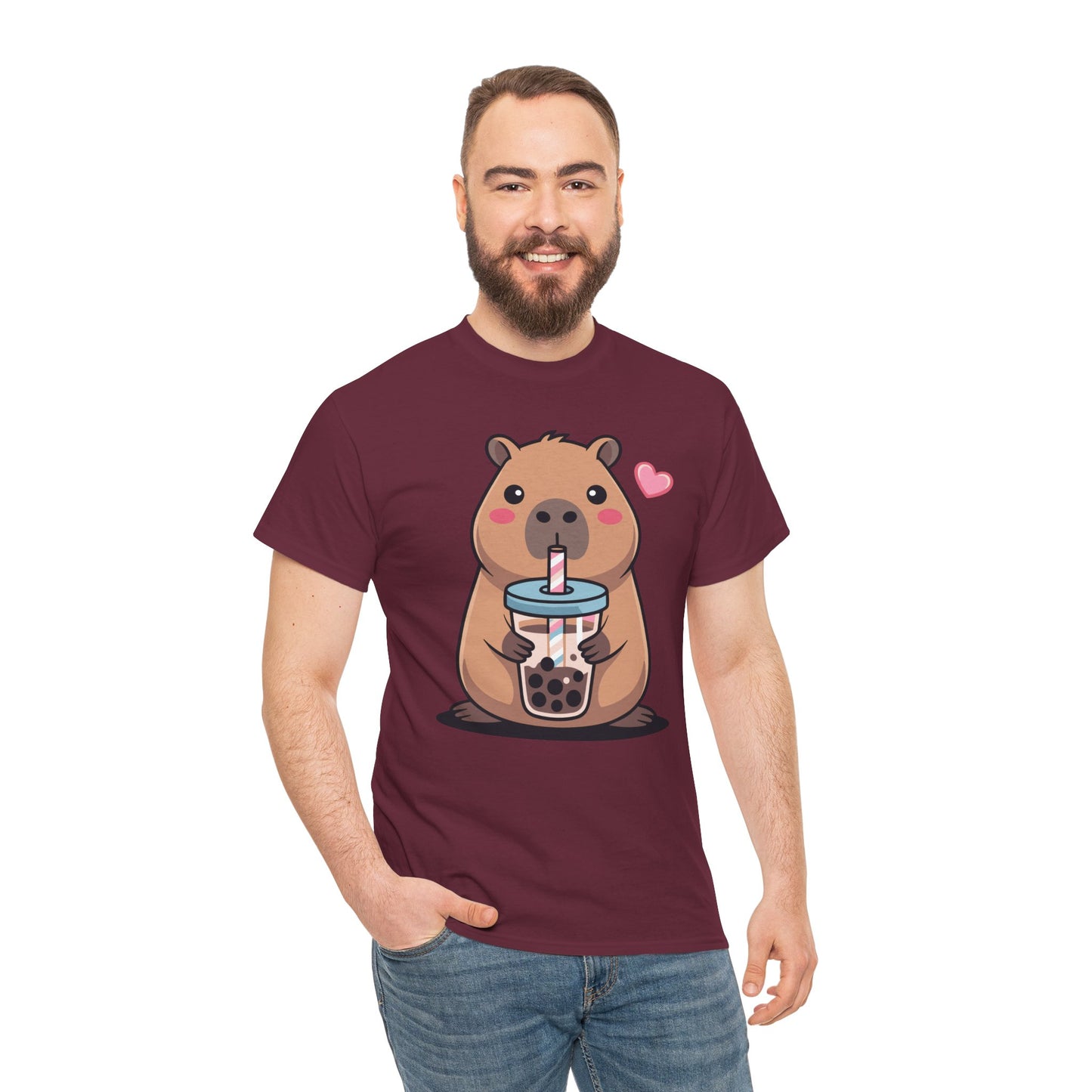 Cute Capybara Kawaii Anime Drinking Bubble Tea Lover Girls T-Shirt