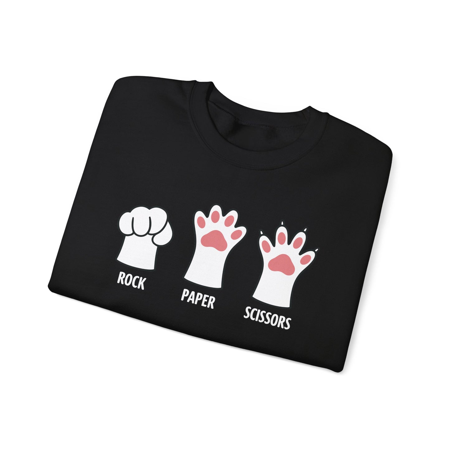 Funny Introvert Cat Animal Rescue Rock Paper Scissors Cute Paw Cat Sweatshirt