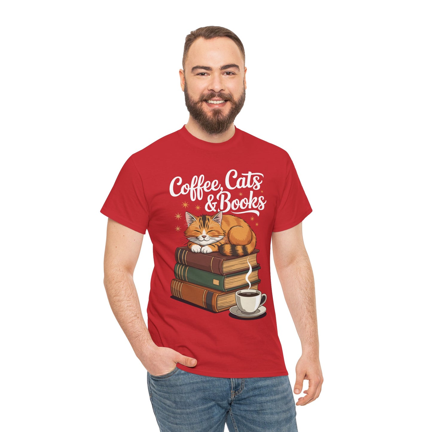 Coffee Cats & Books Lover Tee