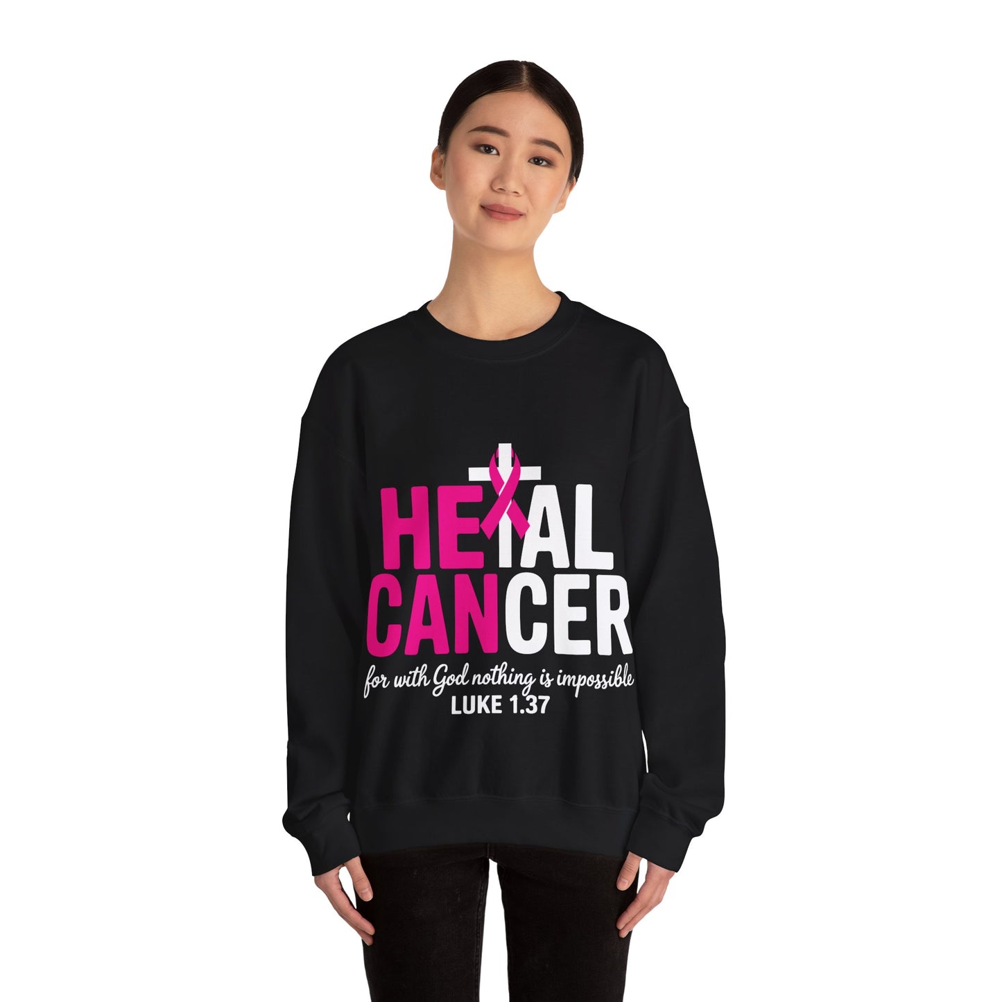 Heal Cancer Believe God Christian Breast Cancer Awareness Sweatshirt