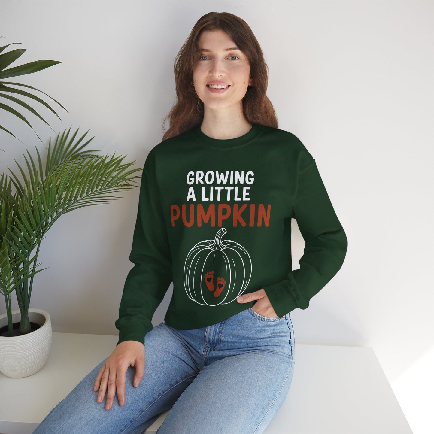 Growing A Little Pumpkin Fall Thanksgiving Baby Bump Wife Sweatshirt