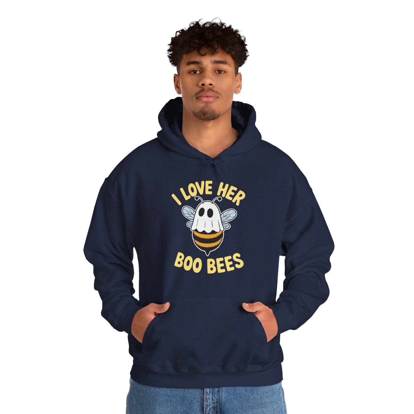 I Love Her Boo Bees Couples Halloween Adult Costume His Men Hoodie