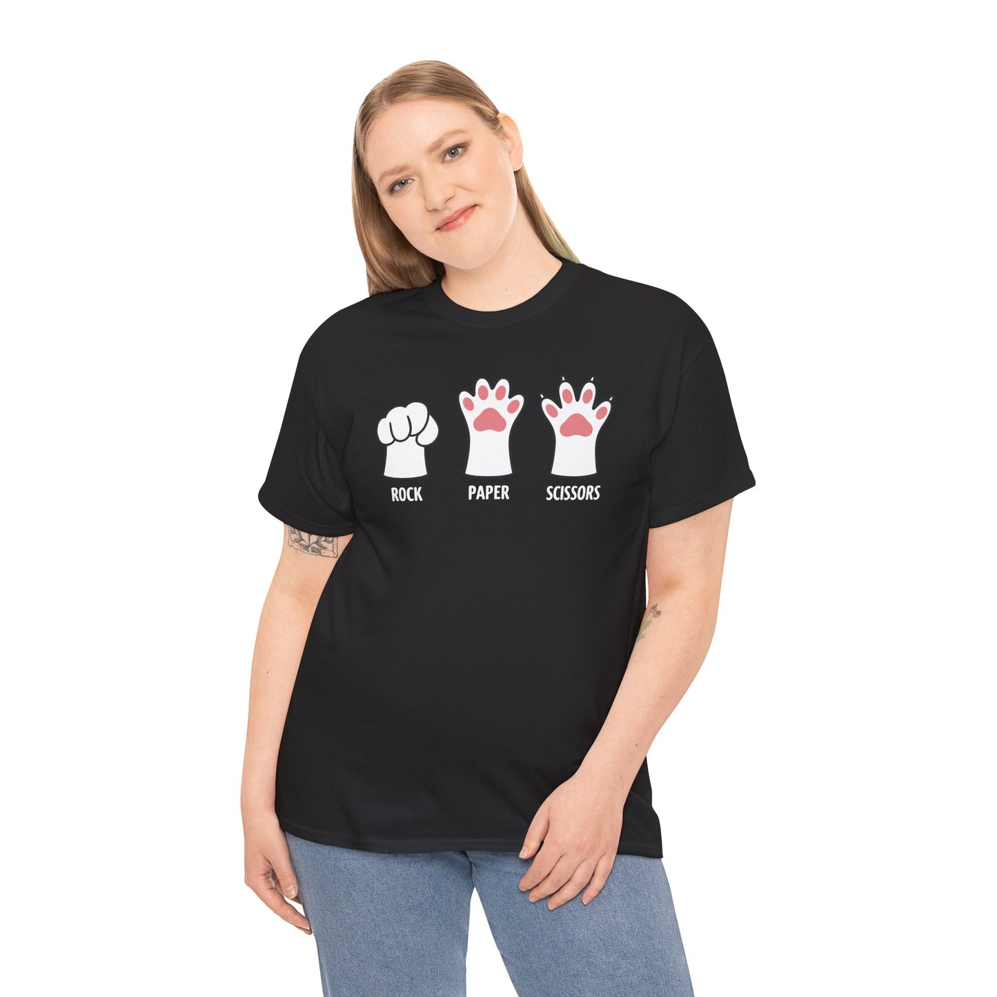 Funny Introvert Cat Animal Rescue Rock Paper Scissors Cute Paw Cat T-Shirt