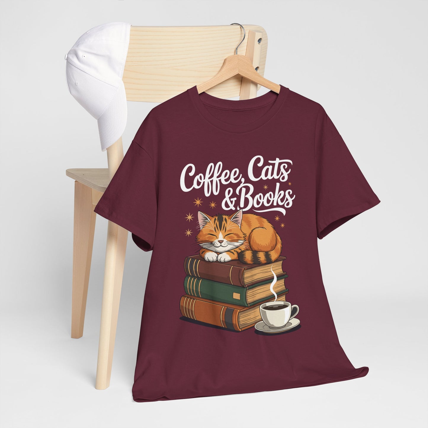 Coffee Cats & Books Lover Tee