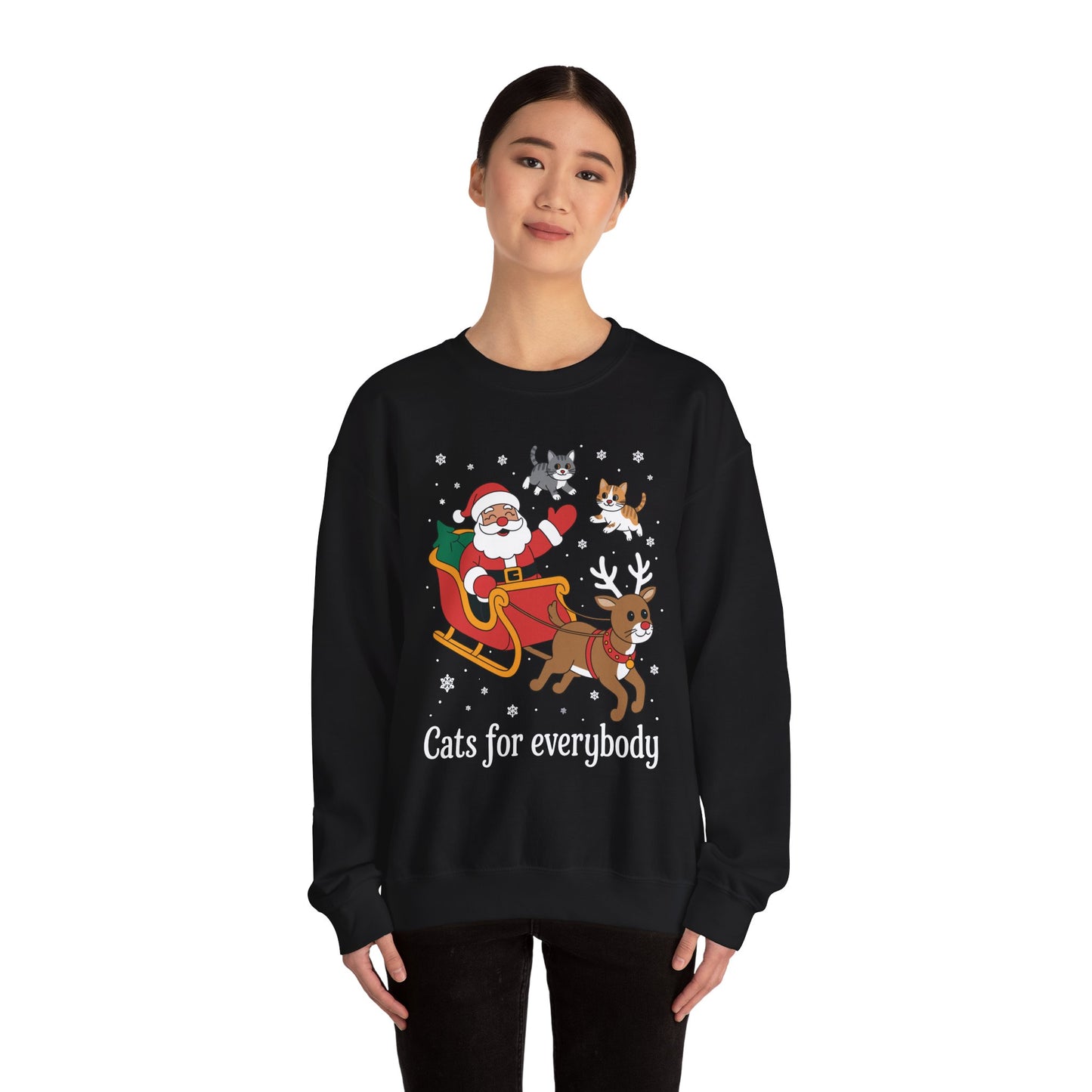 Cats For Everybody Christmas Cat Funny Xmas Women Santa Sweatshirt