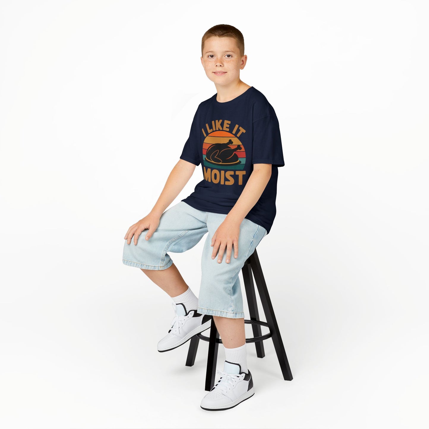 I Like It Moist Unisex Kids Black Thanksgiving T-Shirt