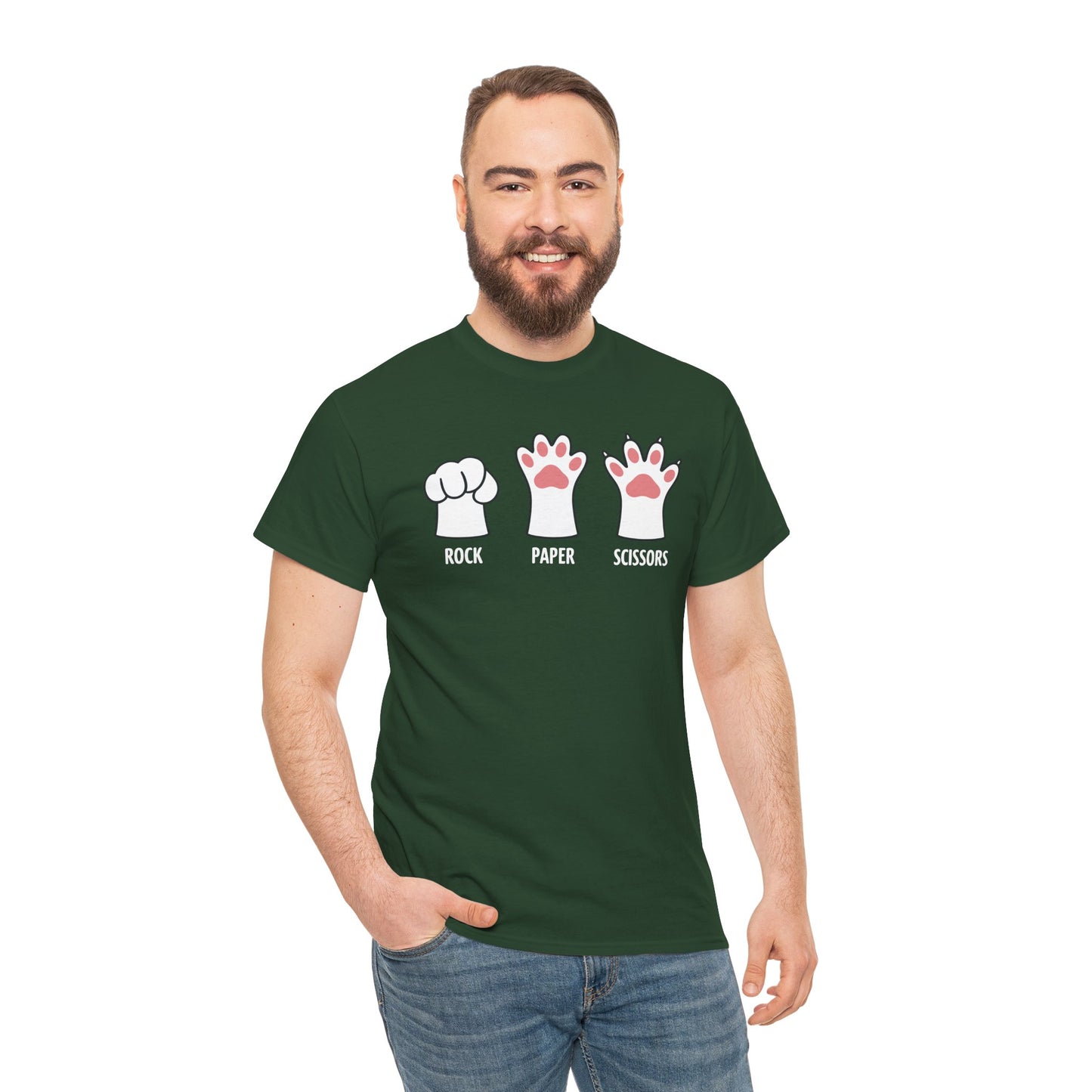 Funny Introvert Cat Animal Rescue Rock Paper Scissors Cute Paw Cat T-Shirt