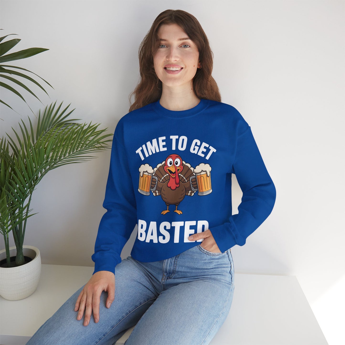Time To Get Basted Funny Beer Thanksgiving Turkey Gift Sweatshirt
