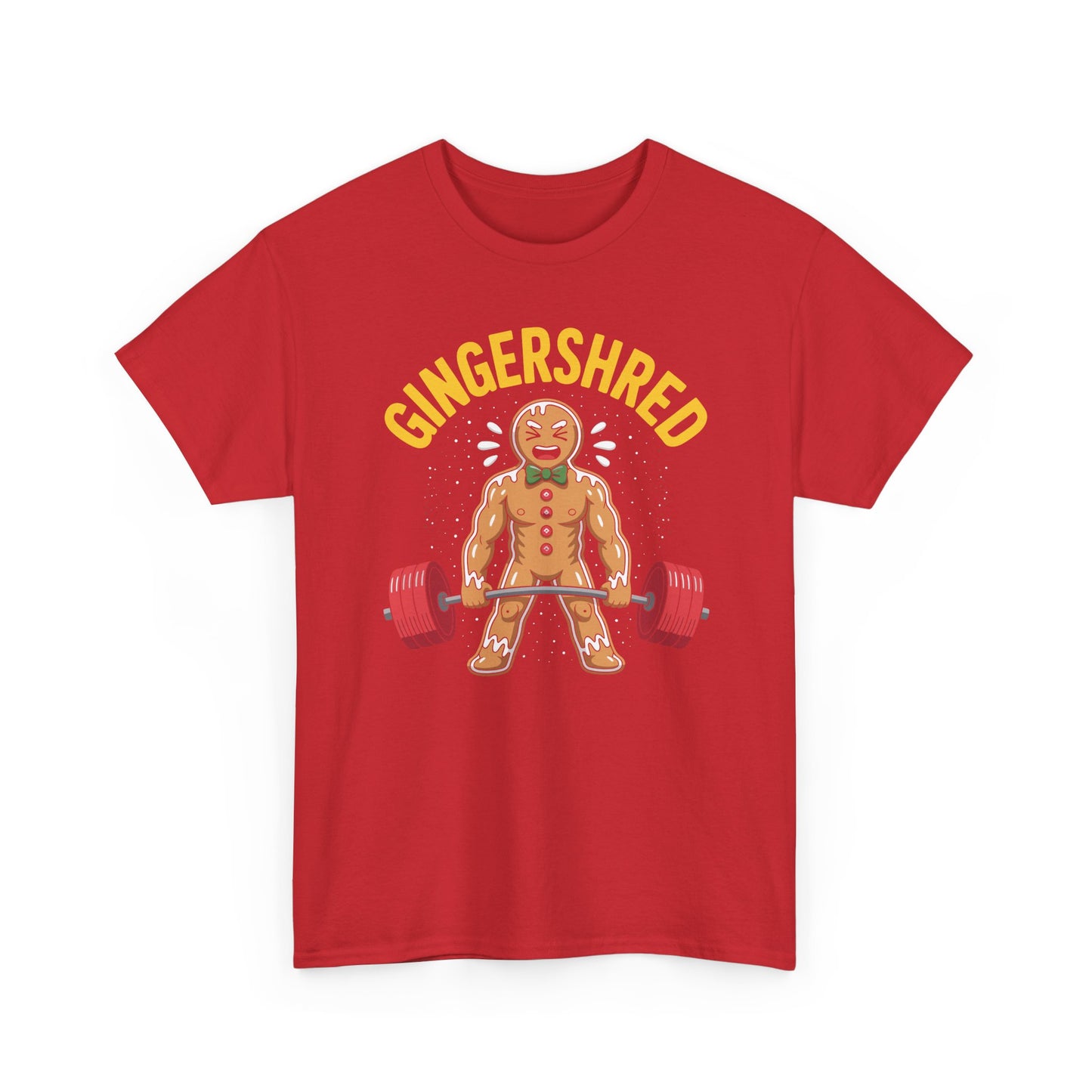 Funny Gingershred Gingerbread Man Gym Bodybuilding Christmas T-Shirt