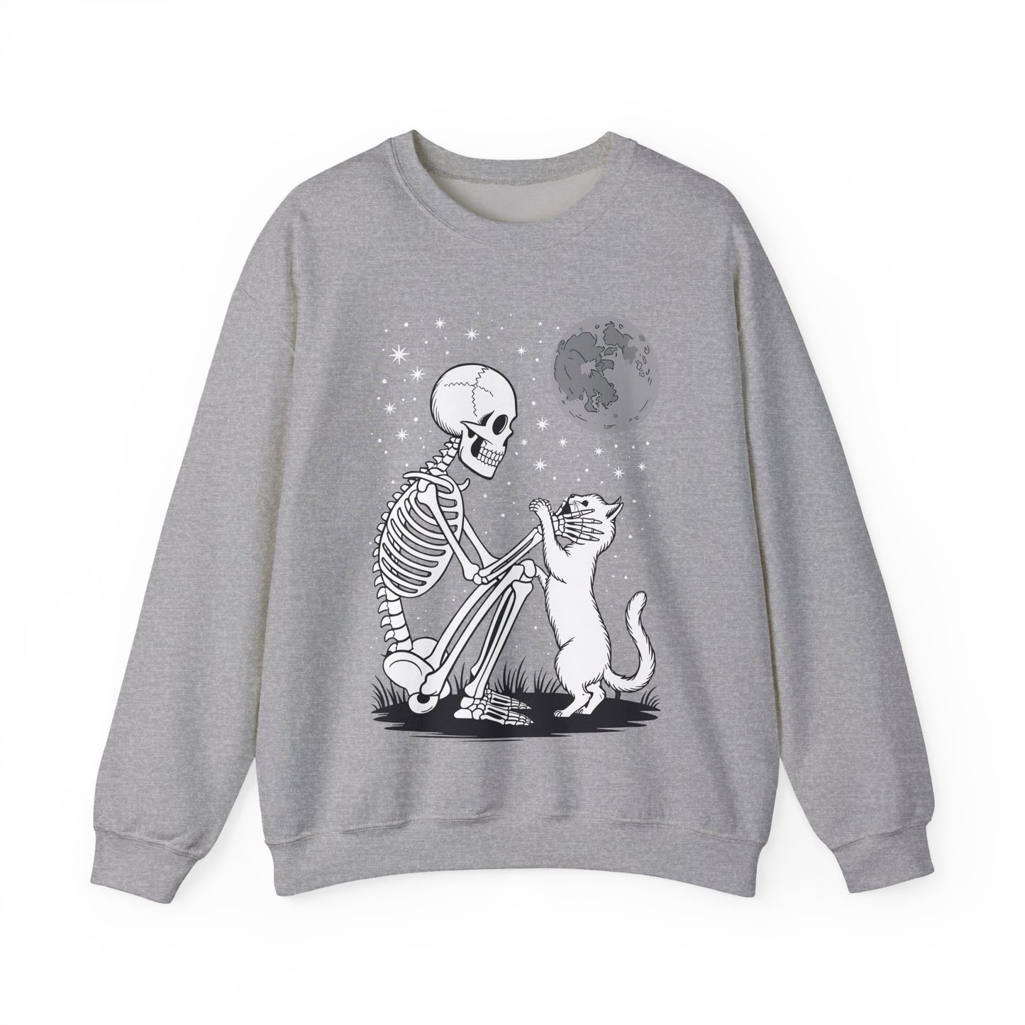Skeleton Cat Skull Kitty Cute Goth Halloween Men Women Sweatshirt