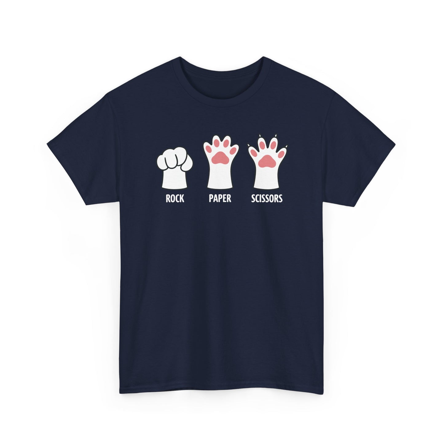 Funny Introvert Cat Animal Rescue Rock Paper Scissors Cute Paw Cat T-Shirt