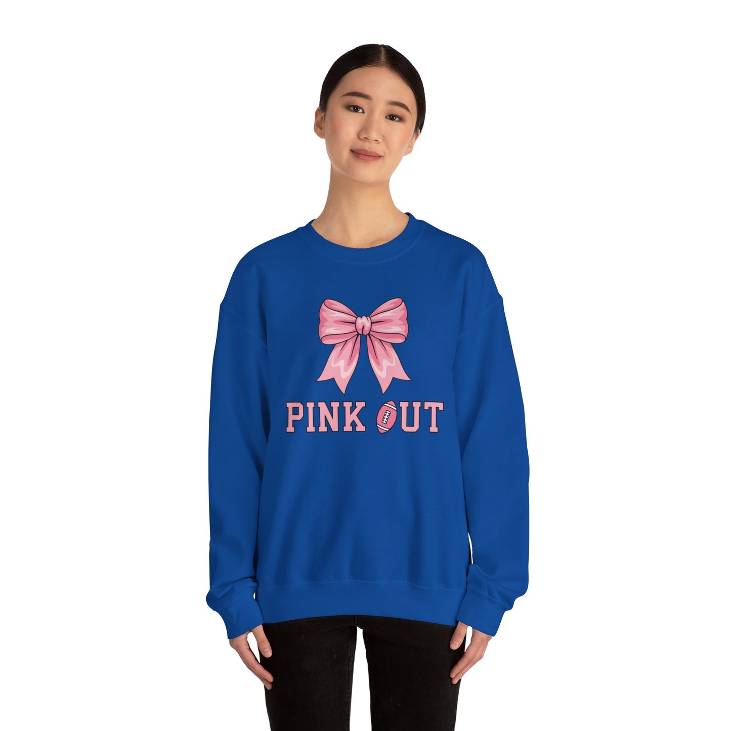 Pink Out Football Bow Preppy Breast Cancer Awareness Women Sweatshirt