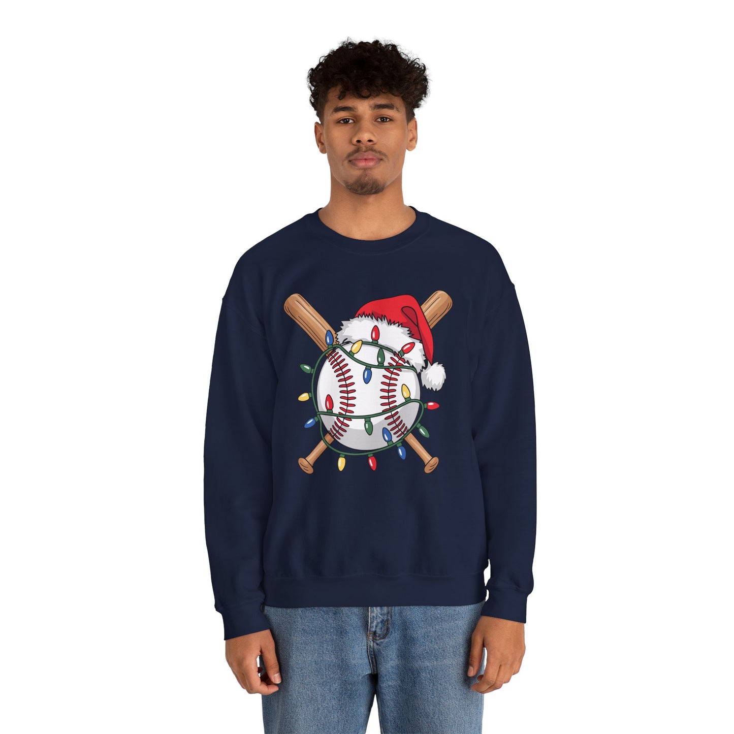 Santa Sports Design For Men Boys Christmas Baseball Player Sweatshirt