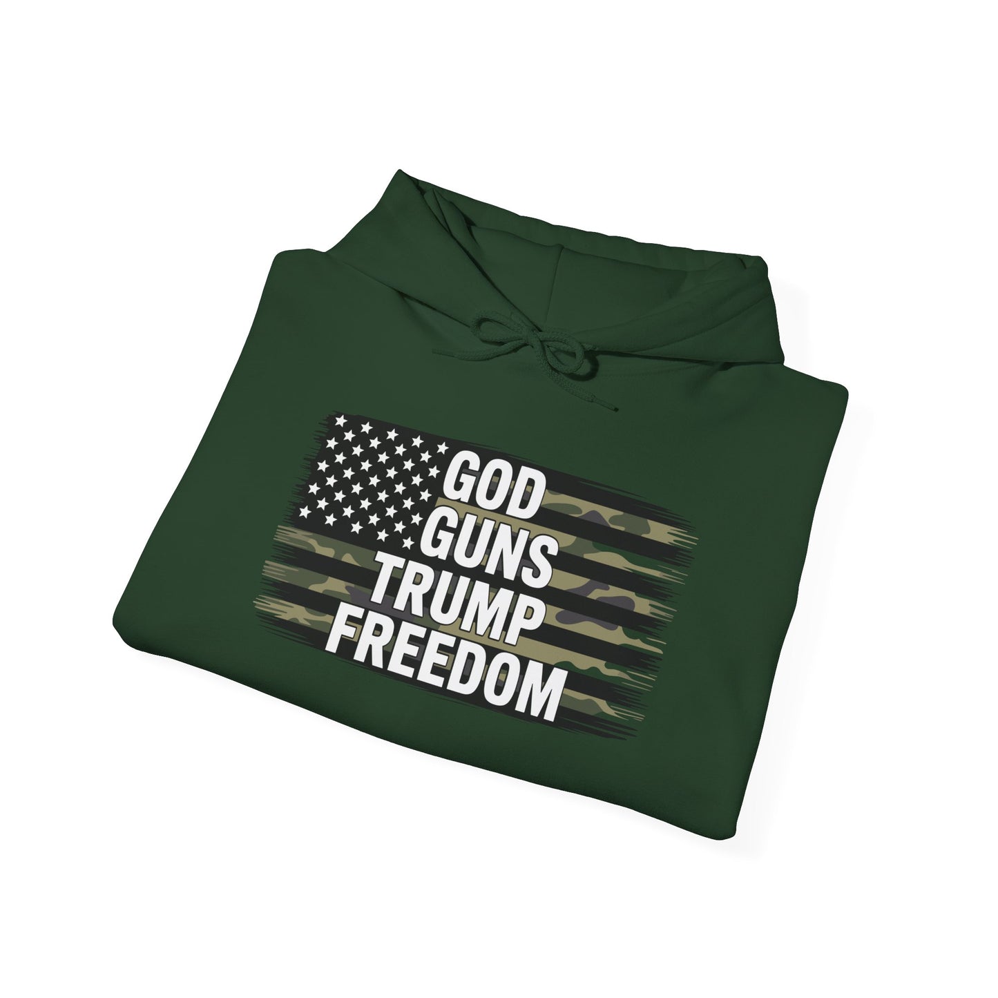 God Guns Trump Freedom Funny Camouflage Pro Gun USA Flag Hoodie