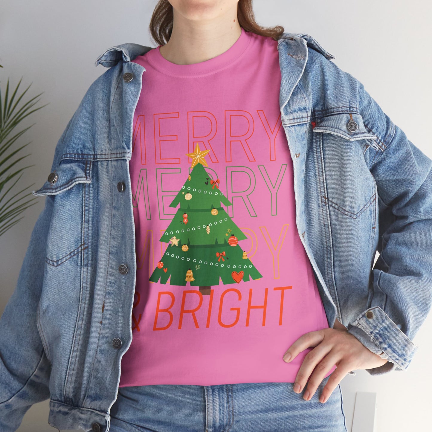 Merry and Bright Christmas Tee Cute Holiday Shirt for Men and Women