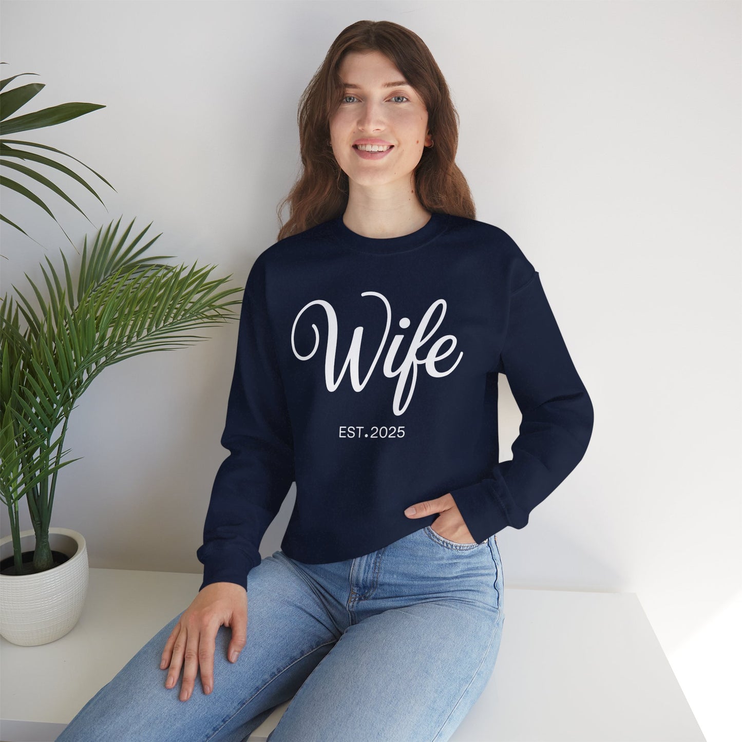Wife Est 2025 Just Married Honeymoon Wedding Couples Sweatshirt