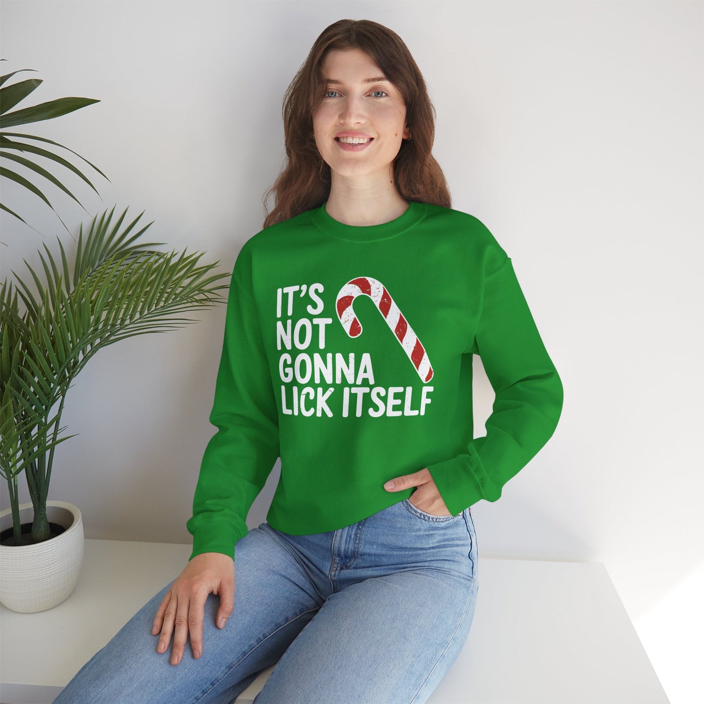 Funny Candy Cane Lick Itself Adult Christmas in July Gift Sweatshirt