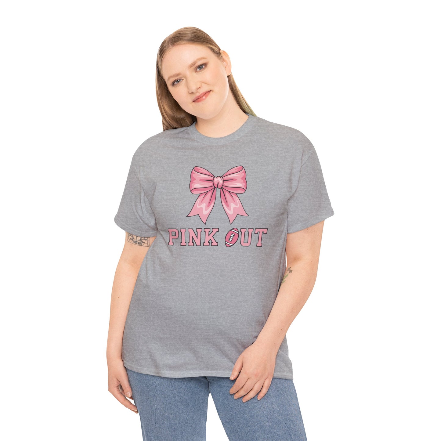 Pink Out Football Bow Preppy Breast Cancer Awareness Women T-Shirt