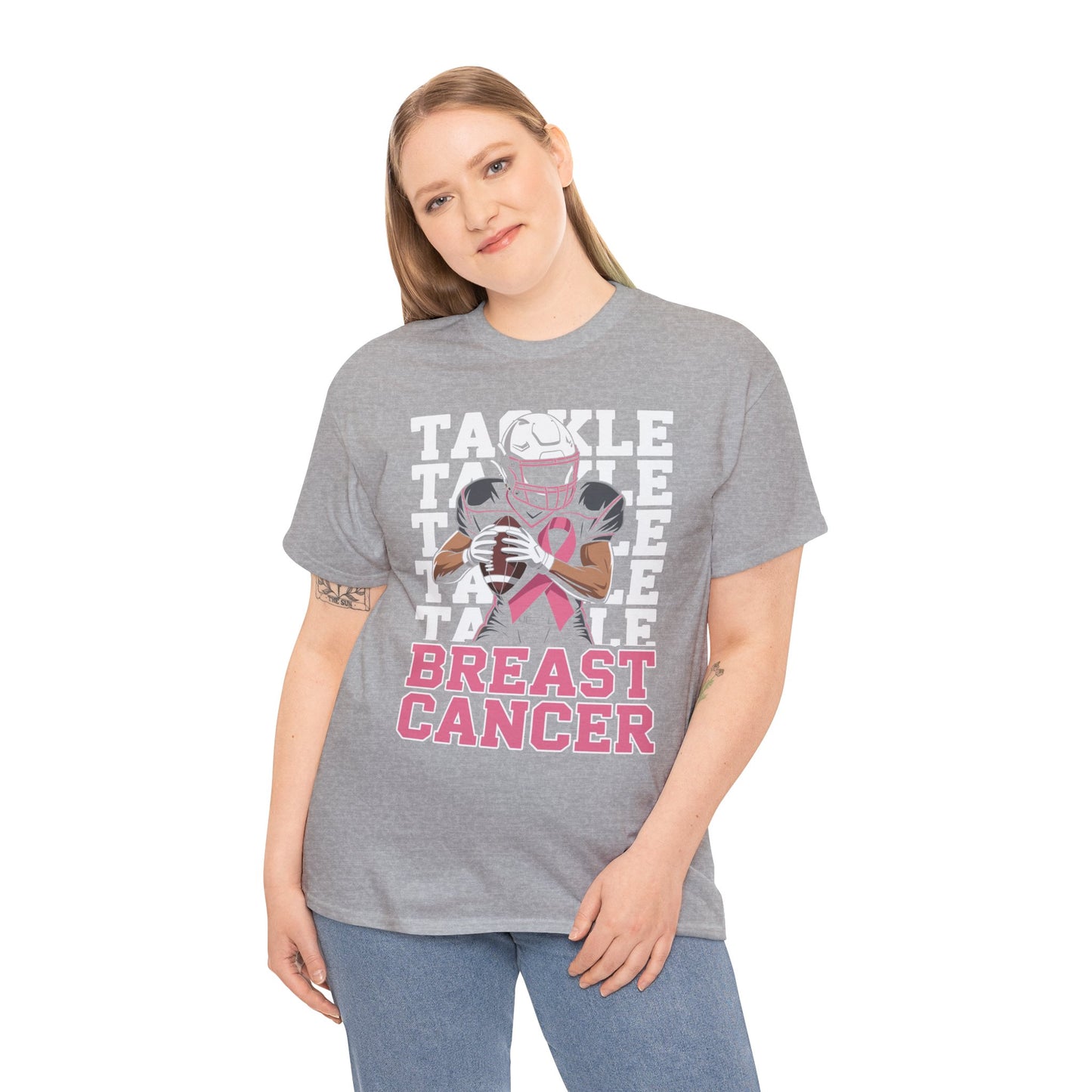Tackle Football Breast Cancer Awareness Pink Ribbon T-Shirt