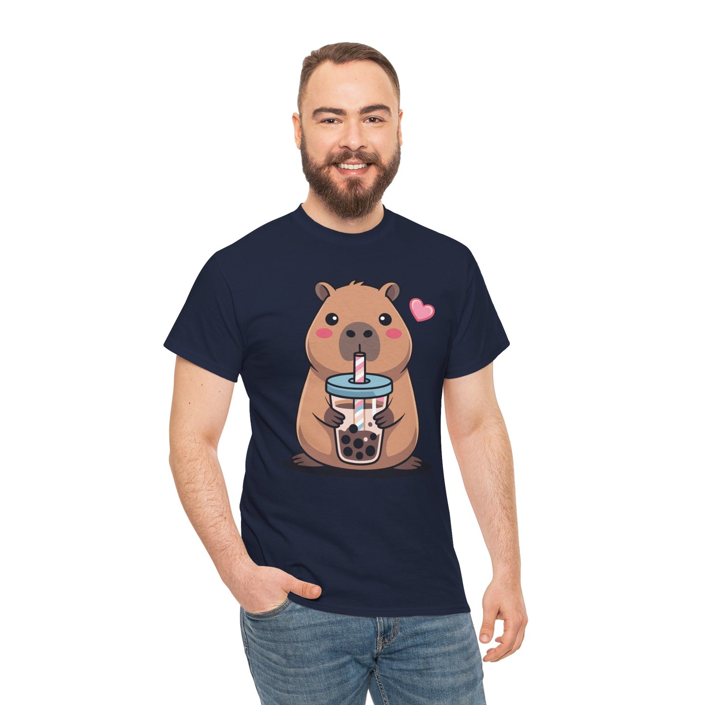 Cute Capybara Kawaii Anime Drinking Bubble Tea Lover Girls T-Shirt