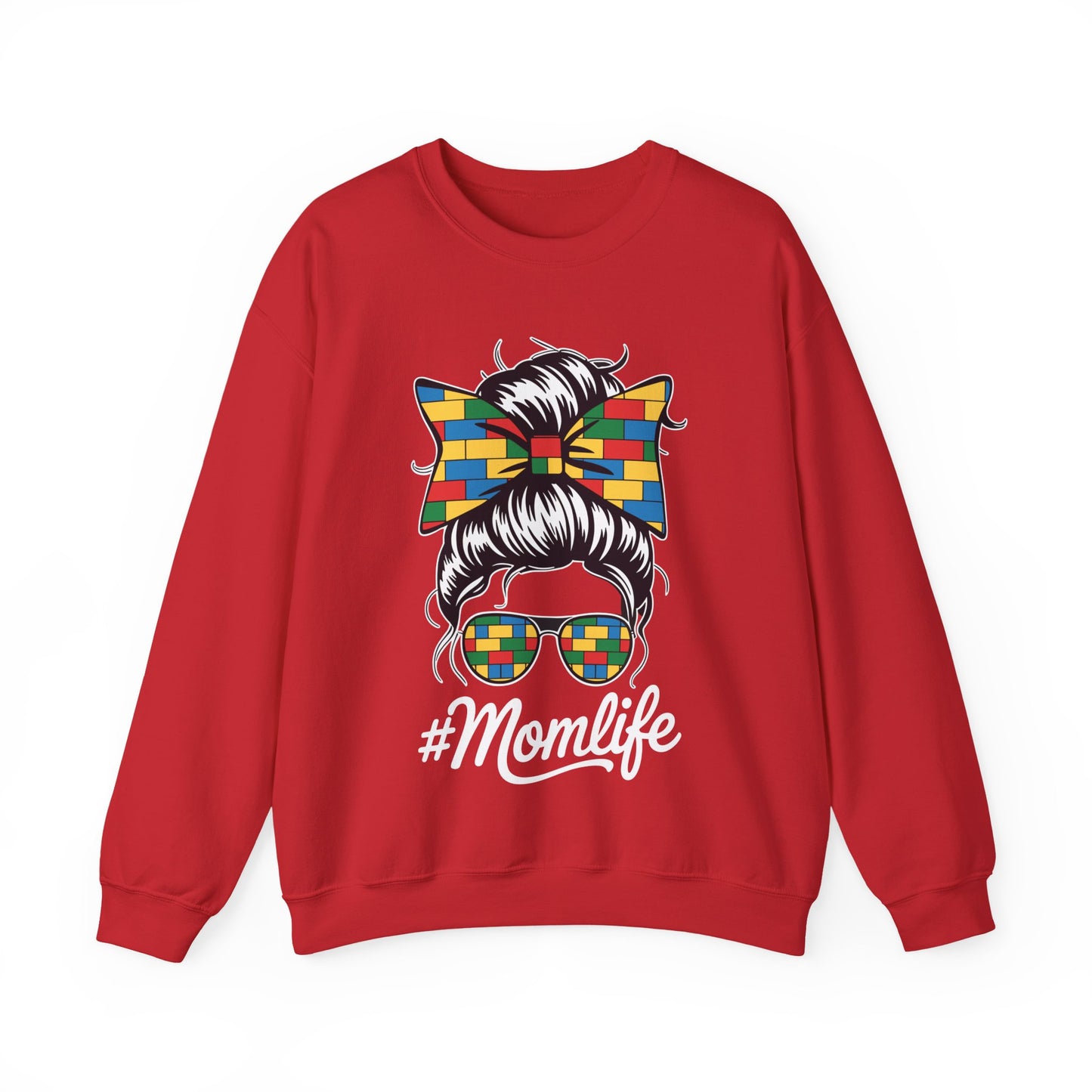 Building Block Messy Bun Mom Life Master Builder Mothers Day Sweatshirt