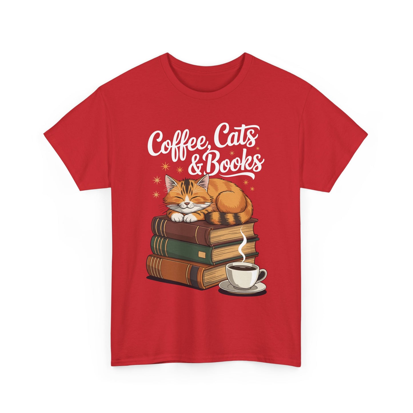 Coffee Cats & Books Lover Tee