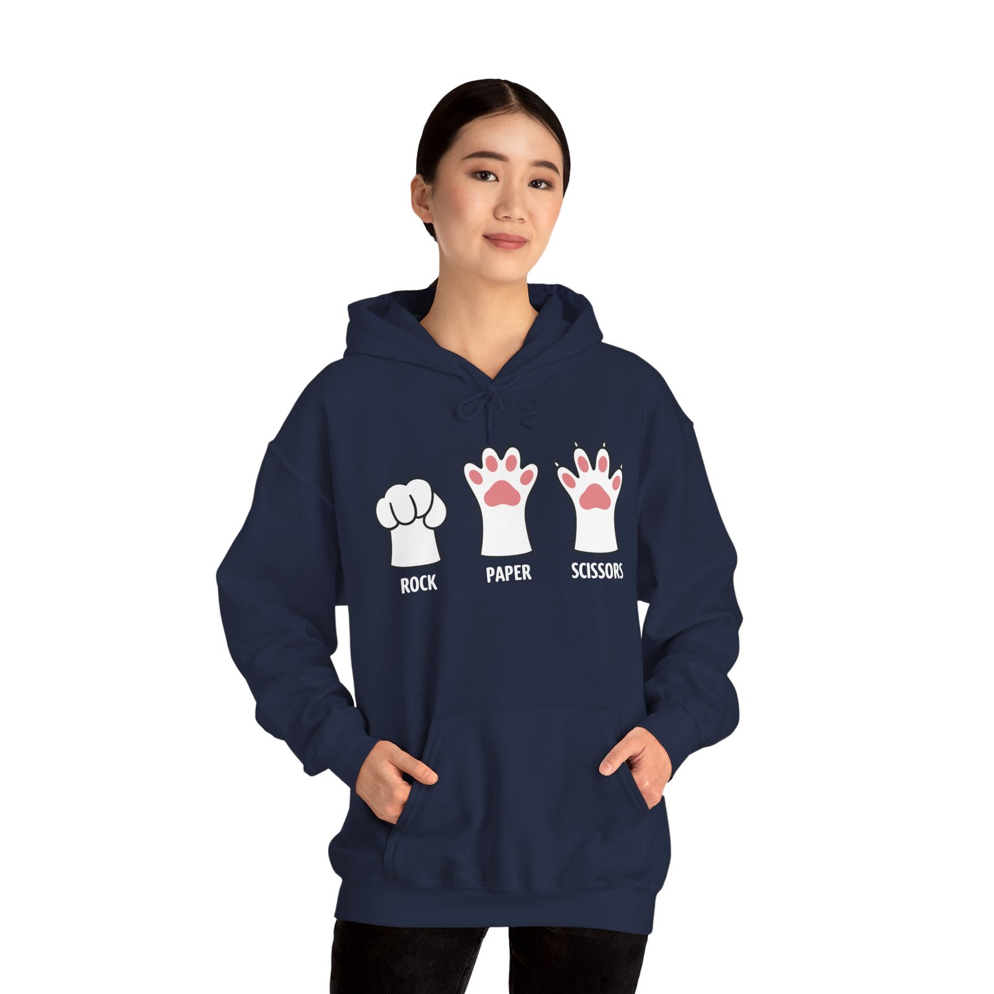 Funny Introvert Cat Animal Rescue Rock Paper Scissors Cute Paw Cat Hoodie