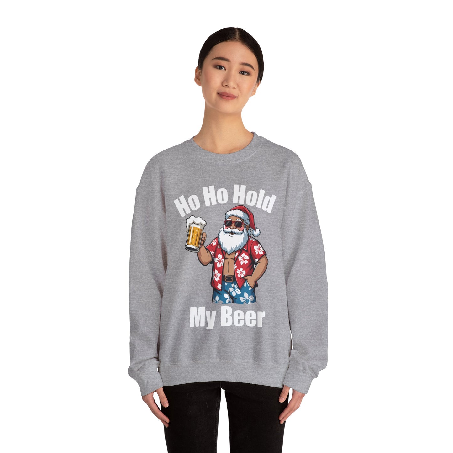 Funny Santa With Sunglasses And Beer Christmas in July Sweatshirt