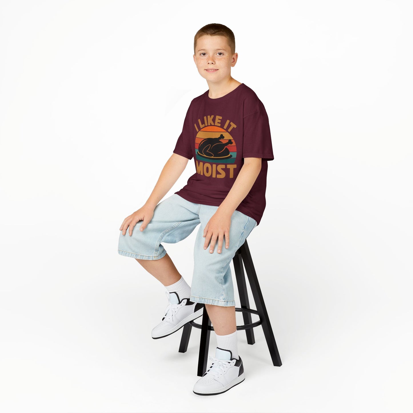 I Like It Moist Unisex Kids Black Thanksgiving T-Shirt
