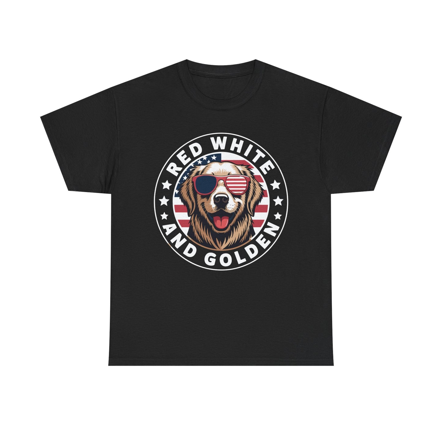 Red White Golden Retriever American Flag 4th of July Gift T-Shirt