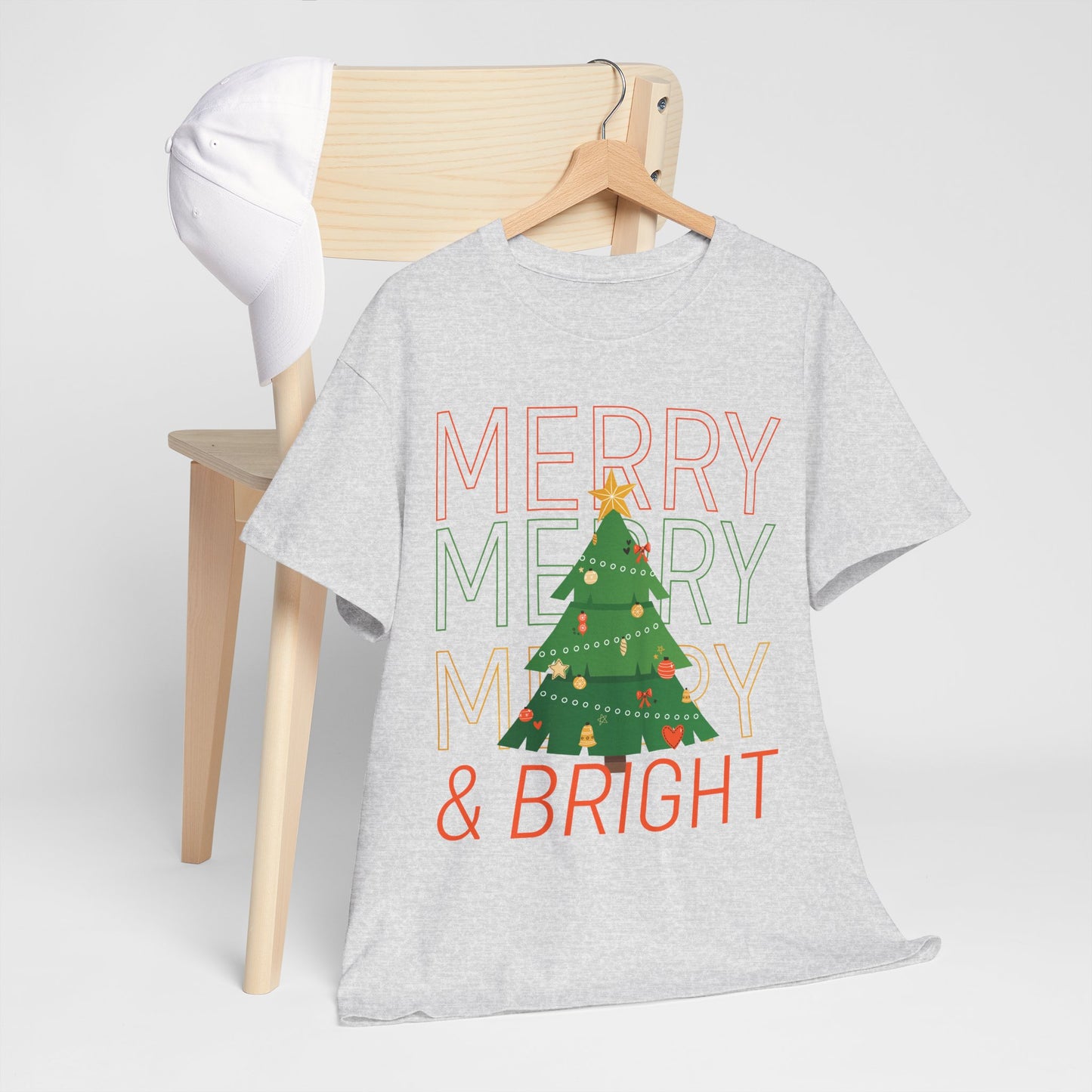 Merry and Bright Christmas Tee Cute Holiday Shirt for Men and Women