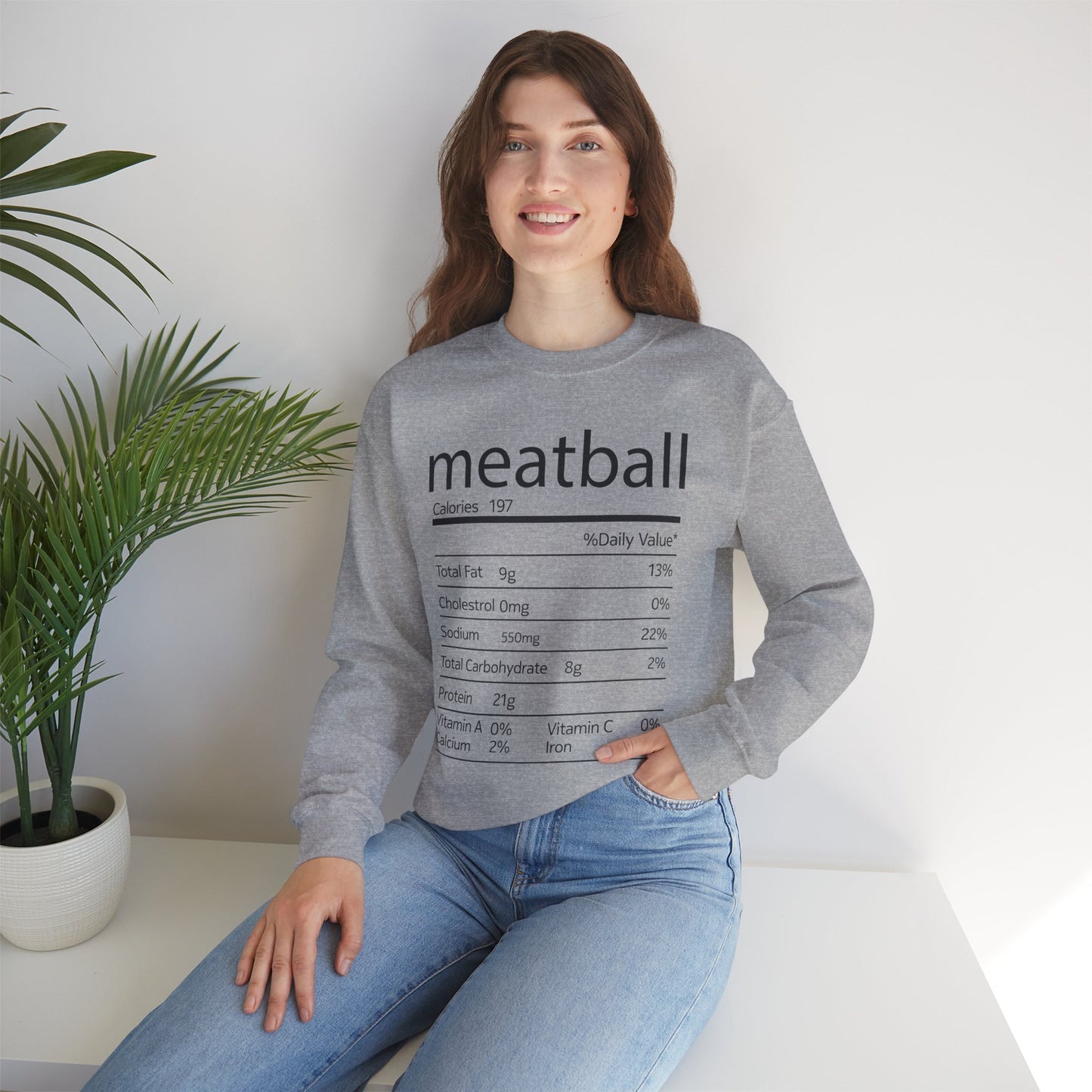 Meatball Nutrition Facts Funny Thanksgiving Christmas Sweatshirt