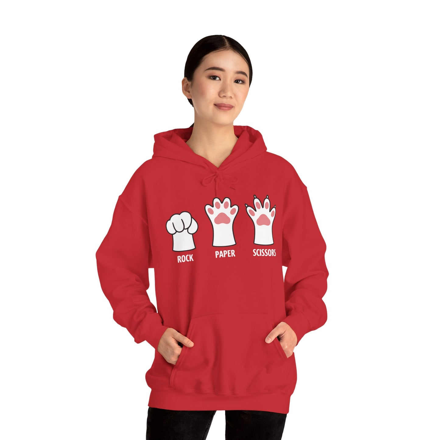 Funny Introvert Cat Animal Rescue Rock Paper Scissors Cute Paw Cat Hoodie