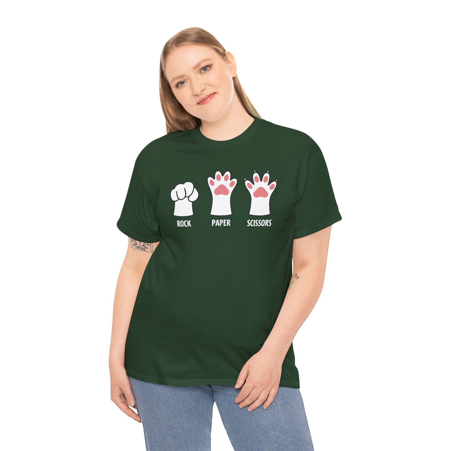Funny Introvert Cat Animal Rescue Rock Paper Scissors Cute Paw Cat T-Shirt