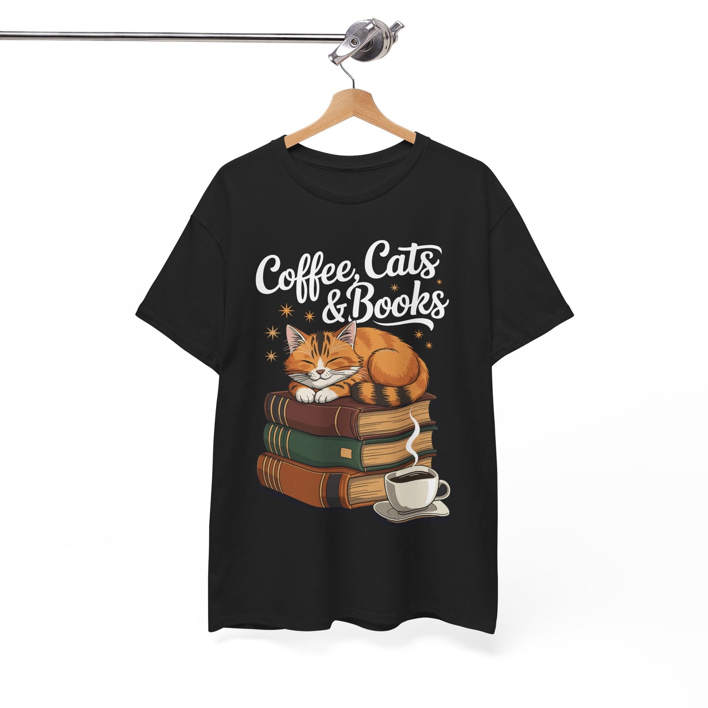 Coffee Cats & Books Lover Tee