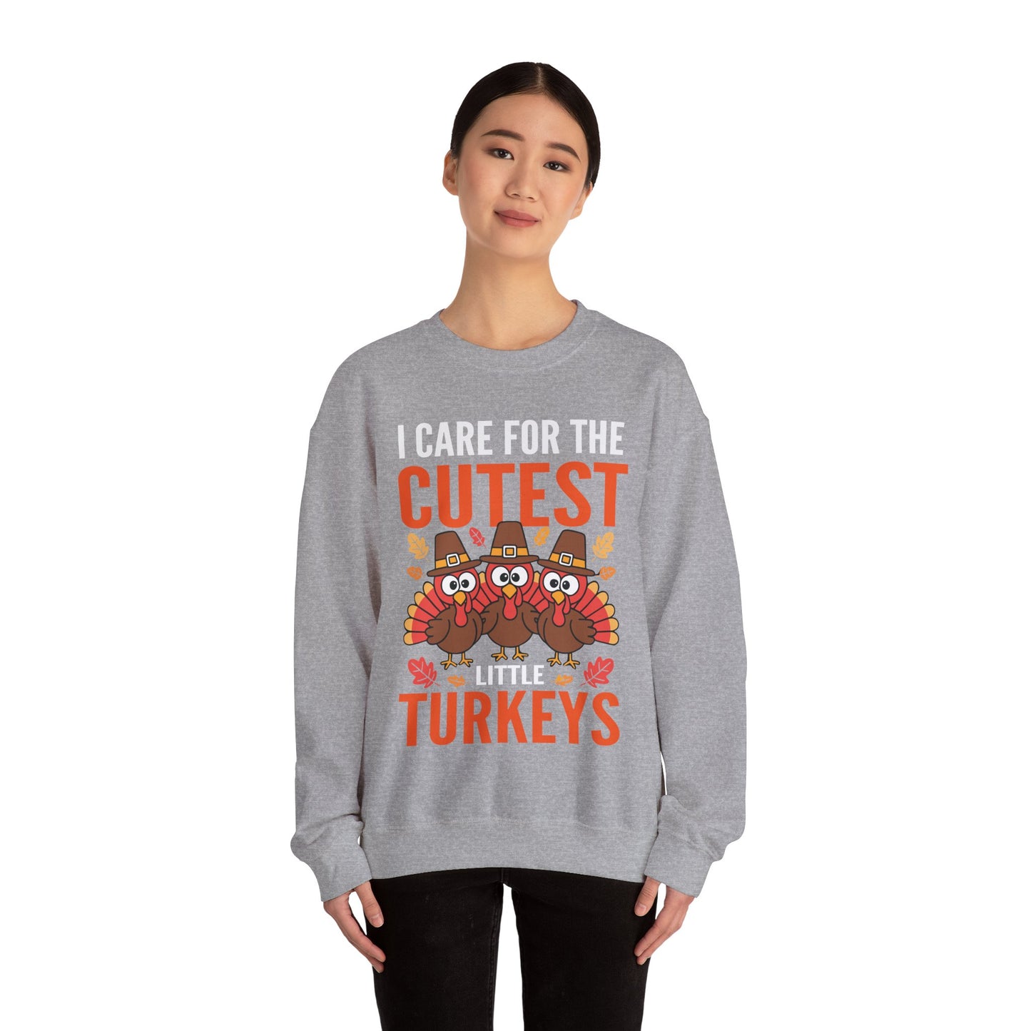 Care For Little Turkeys Nurse Fall Thanksgiving Scrub Top Sweatshirt