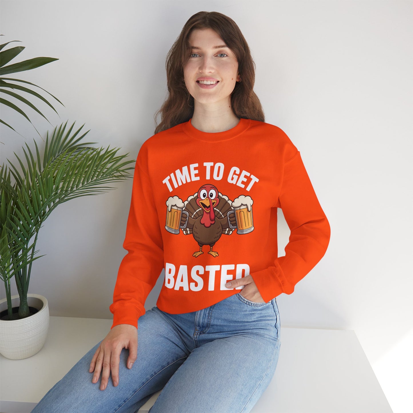 Time To Get Basted Funny Beer Thanksgiving Turkey Gift Sweatshirt