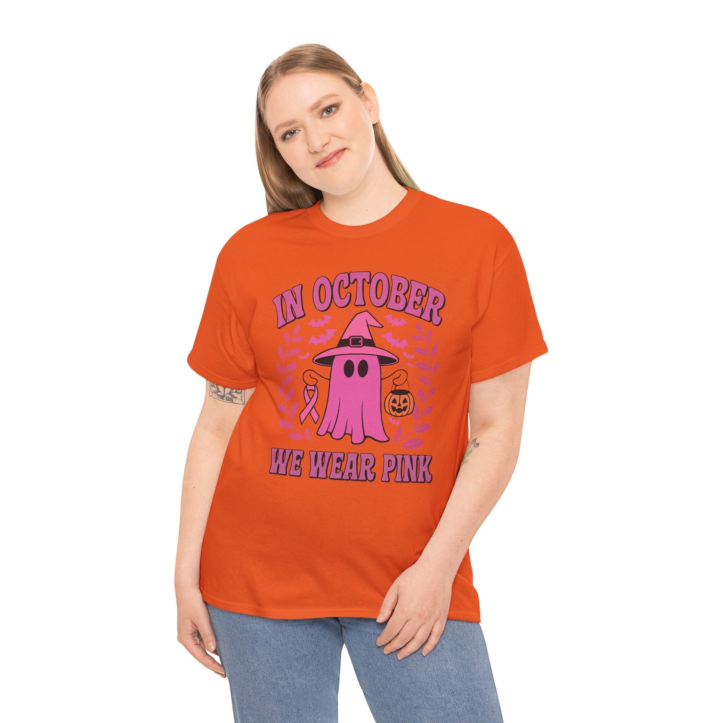In October We Wear Pink Breast Cancer Awareness Halloween T-Shirt