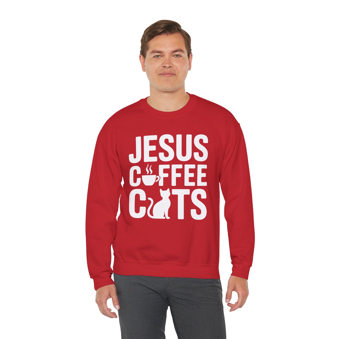 Christian Jesus, Coffee, Cats - Religous Cat Caffeine Lover Sweatshirt