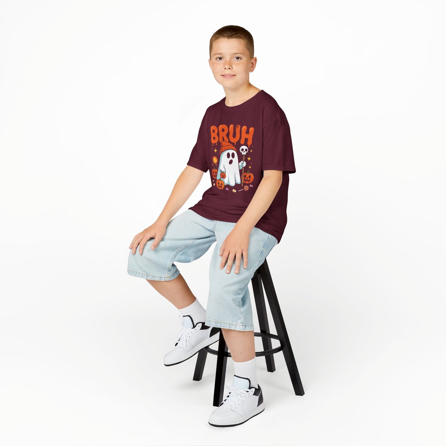 Bruh Ghost Halloween Cute Ghost Trick Or Treat Candy Kids T-Shirt