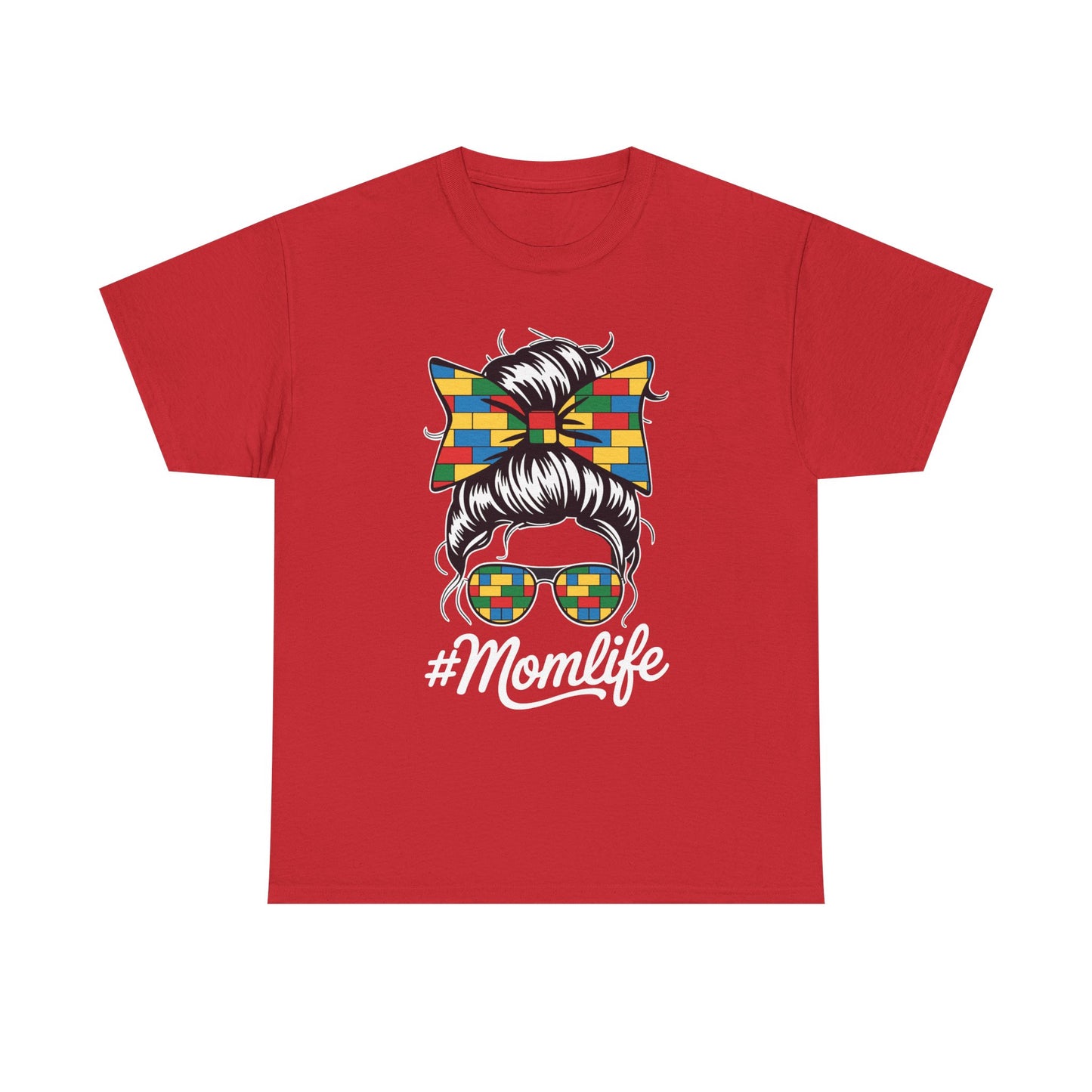 Building Block Messy Bun Mom Life Master Builder Mothers Day T-Shirt