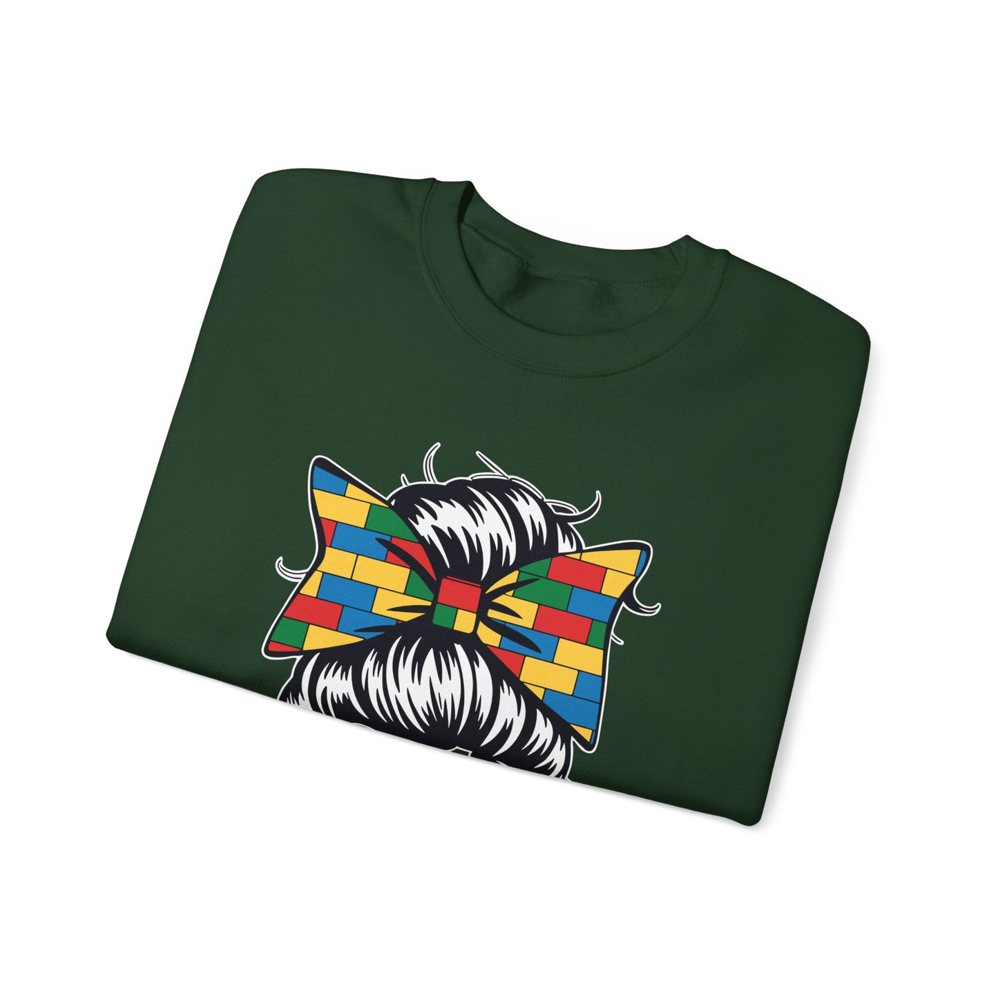 Building Block Messy Bun Mom Life Master Builder Mothers Day Sweatshirt